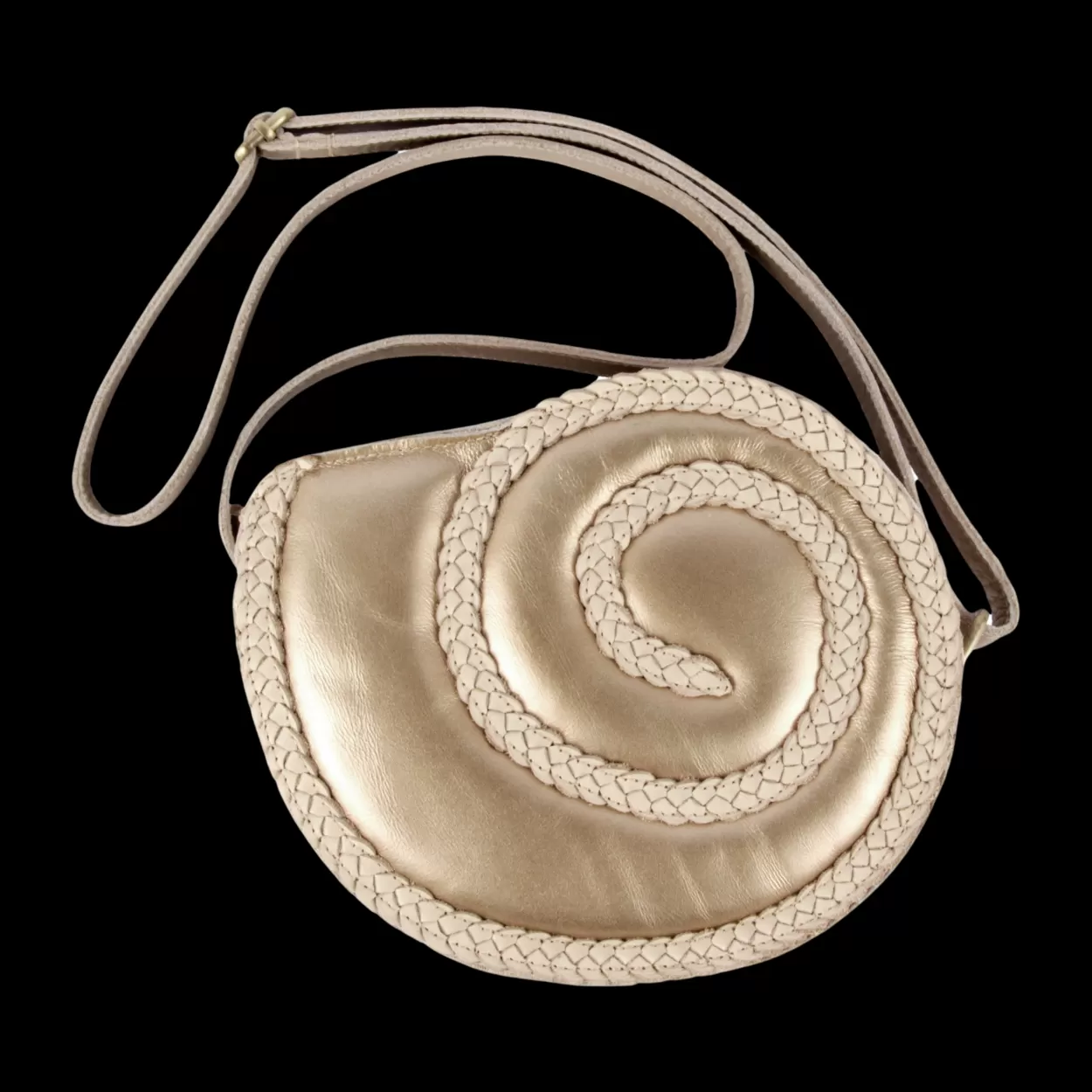 Donsje Amsterdam Shelly Shoulderbag | Moon Shell | Champagne Metallic Leather Champagnemetallicleather Best