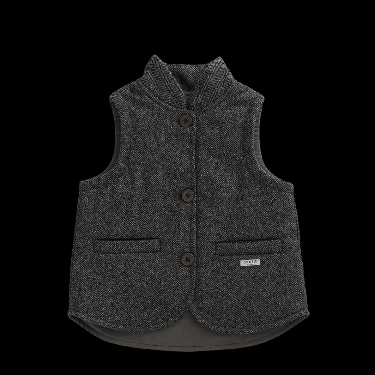 Donsje Amsterdam Thur Tweed Waistcoat | Dark Grey Tweed Darkgreytweed Clearance